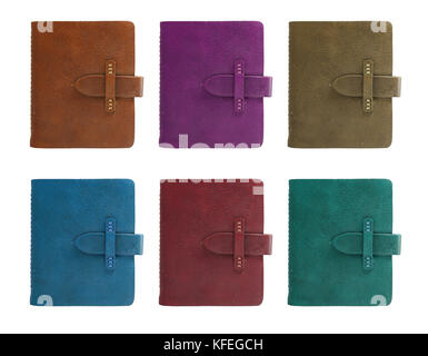 Alle farbe Leder notebook Abdeckung an der Vorderseite. Stockfoto