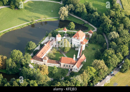 Luftaufnahme von Schloss Blutenburg, Seldweg, München, Bayern, Deutschland Stockfoto