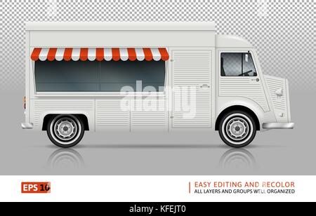 Retro essen Lkw Vektor mock up für Fahrzeugbeschriftung, Werbung, Corporate Identity. mobile Küche van Vorlage. alle Schichten und Gruppen gut organisiert. Stock Vektor