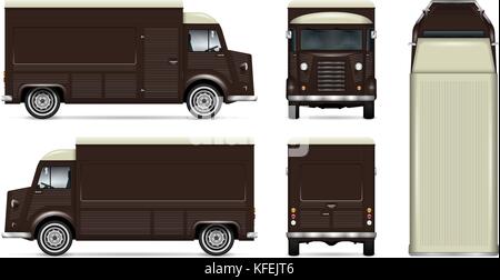 Retro essen Lkw Vektor mock up für Fahrzeugbeschriftung, Werbung, Corporate Identity. mobile Küche van Vorlage. alle Schichten und Gruppen gut organisiert Stock Vektor