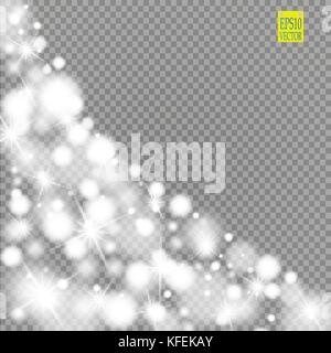 Schnee, Sterne, funkeln Linie auf einen transparenten Hintergrund. vector Abbildung 10 eps. abstrakte schneeflocke Hintergrund. festlichen Glanz Ribbon. für Weihnachten, Stock Vektor