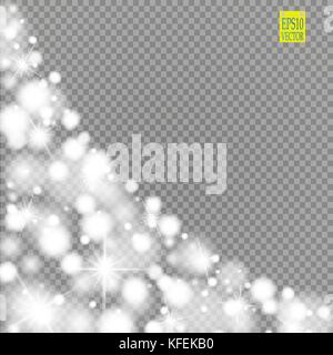 Schnee, Sterne, funkeln Linie auf einen transparenten Hintergrund. vector Abbildung 10 eps. abstrakte schneeflocke Hintergrund. festlichen Glanz Ribbon. für Weihnachten, Stock Vektor