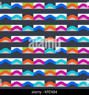 Wellen geometrische nahtlose Muster. Einfache Motiv Hintergrund. farbenfrohe Dekoration Design Stockfoto