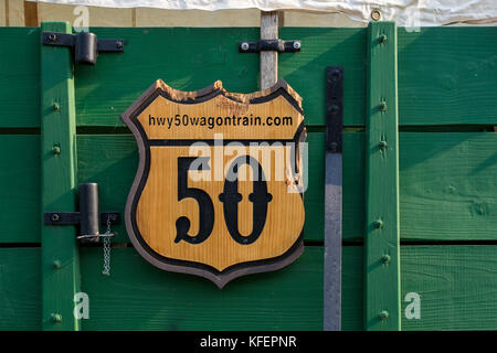 Landstraße 50 Logo auf Wagen von Gold Rush Tage Stockfoto