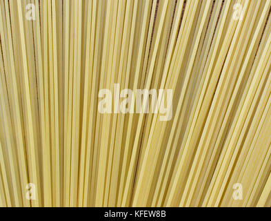 Spaghetti Teigwaren auf einem hellbraun Holz- Oberfläche, mit viel Weizen Mehl bestreut oben und Um Stockfoto