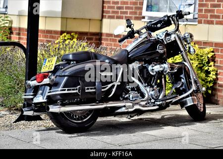 Schwarzes Harley Davidson Fahrrad Stockfoto