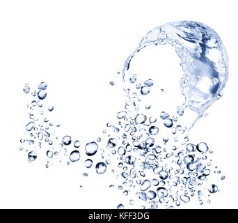 Schön abstrakt blau Wasser spritzen auf weißem Hintergrund Stockfoto