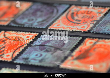 Alten Britischen Empire Briefmarken - Queen Victoria Stockfoto