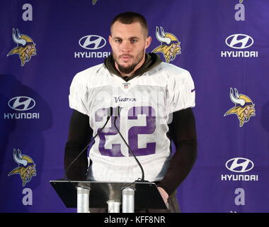 London, Großbritannien. 27. Oktober 2017. Sicherheit Harrison Smith bei Minnesota Vikings Pressekonferenz und Training im Hazelwood Center, Sunbury, vor ihrem NFL UK International Series Spiel gegen Cleveland Browns im Twickenham Stadium, London, Großbritannien, 27.. Oktober 2017 Foto von Keith Mayhew/Alamy Live News Stockfoto