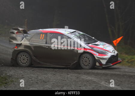 Dyfi, Wales, UK. 28 Okt, 2017. Teams von Herstellern und privaten Teams konkurrieren auf dem 2017 Dayinsure Wales Rally GB. Quelle: Uwe Deffner/Alamy leben Nachrichten Stockfoto