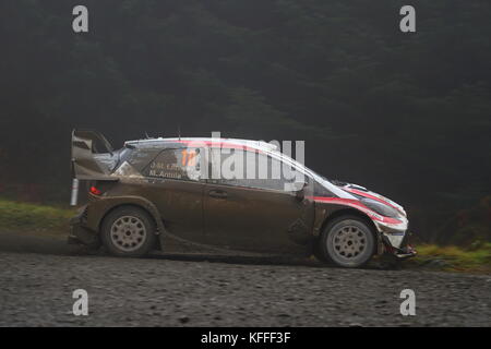 Dyfi, Wales, UK. 28 Okt, 2017. Teams von Herstellern und privaten Teams konkurrieren auf dem 2017 Dayinsure Wales Rally GB. Quelle: Uwe Deffner/Alamy leben Nachrichten Stockfoto