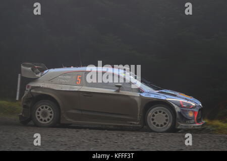 Dyfi, Wales, UK. 28 Okt, 2017. Teams von Herstellern und privaten Teams konkurrieren auf dem 2017 Dayinsure Wales Rally GB. Quelle: Uwe Deffner/Alamy leben Nachrichten Stockfoto