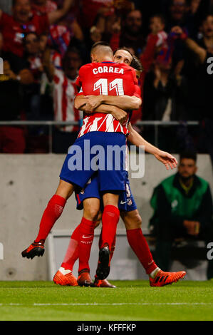 Madrid, Spanien, 28. Oktober 2017. La Liga zwischen Atletico de Madrid vs Villerreal CF Wanda Metropolitano Stadion in Madrid, Spanien, 28. Oktober 2017. Credit: Gtres Información más Comuniación auf Linie, S.L./Alamy leben Nachrichten Stockfoto