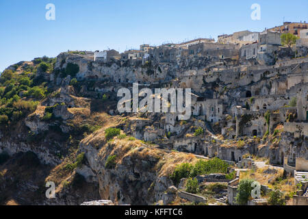 Das Sasso Caveoso von Rione Somma Vesuviana, Matera, Basilikata, Italien gesehen Stockfoto