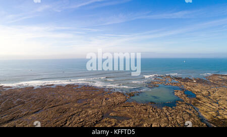 Aeritography von der Atlantikküste in Prefailles, Loire Atlantique Stockfoto