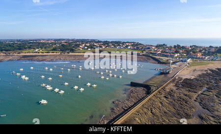 Luftaufnahme von Saint Gildas port in prefailles, Loire Atlantique Stockfoto