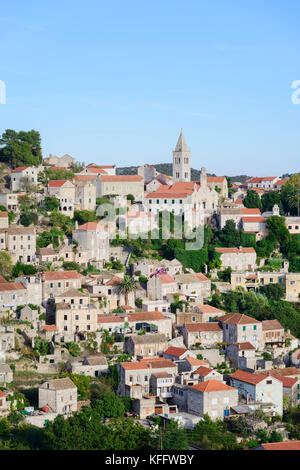 Insel Hauptstadt Stadt Lastovo, Adria, Mittelmeer, Krk, Kvarner Bucht oder Bucht, Kroatien Stockfoto