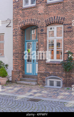 Backsteingebäude der Stadt Husum an der Nordsee, Deutschland Stockfoto