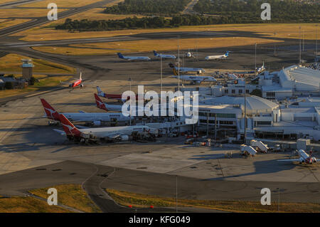 Eine Luftaufnahme des inländischen Arm des internationalen Flughafen Perth in Western Australia. Stockfoto