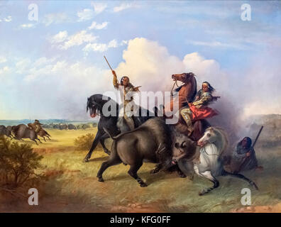 Buffalo Hunt von John Mix Stanley (1814-1872), Öl auf Leinwand, 1855 Stockfoto