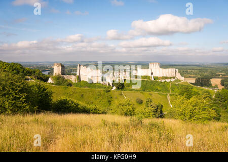 Château Gaillard, einem zerstörten mittelalterlichen Burg, Les Andelys, Normandie, Frankreich, Europa Stockfoto