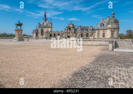 Blick von Schloss Chantilly in Frankreich Stockfoto
