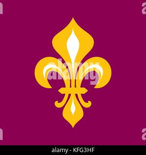 Fleur-de-lys (Flower de luce), Königliche heraldische Lilie. Das Symbol der königlichen Macht und das Emblem der Herrschaft. Stock Vektor