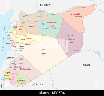 Syrien administrative und politische Vektorkarte Stock Vektor