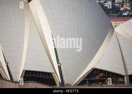 Schließen detaillierte Aufnahme des Sydney Opera House und die Dachkonstruktion und Dachziegel, Sydney, Australien Stockfoto