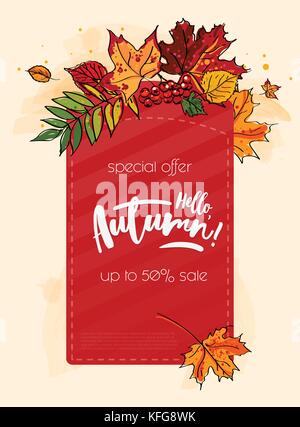 Hallo Herbst Sale Hintergrund Stock Vektor