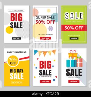 Der Verkauf Website Banner vorlagen. social media Banner für Online shopping. Vektorgrafiken für Poster, E-Mail und Newsletter Design, Werbung, PR Stock Vektor