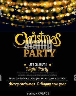 Einladung merry Christmas Party Poster Banner und Card Design vorlage. schöne Ferien und das neue Jahr Licht Thema Konzept. Stock Vektor