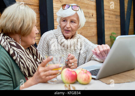 Ältere Frauen mit Laptop Stockfoto