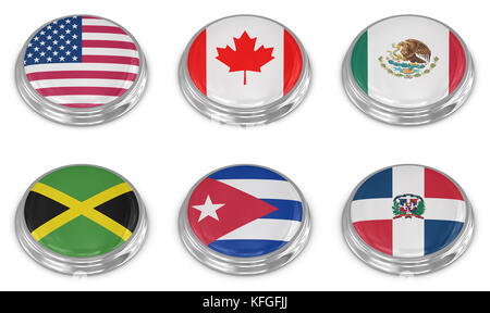 Nation Flagge Icon Set, Computer generierten Bildes. 3D-Render. Stockfoto