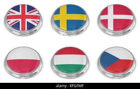 Nation Flagge Icon Set, Computer generierten Bildes. 3D-Render. Stockfoto