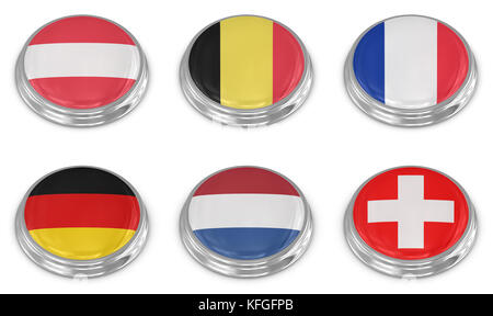 Nation Flagge Icon Set, Computer generierten Bildes. 3D-Render. Stockfoto