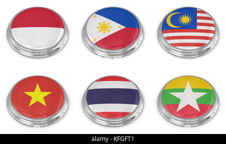 Nation Flagge Icon Set, Computer generierten Bildes. 3D-Render. Stockfoto