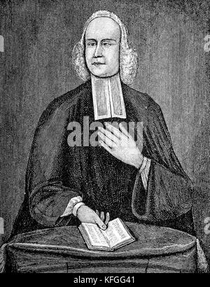 George Whitefield, George Whitfield, englischer anglikanischer Kleriker, der einer der Gründer des Methodismus und der evangelischen Bewegung war. Methodist George Whitefield 1714-1770 Stockfoto