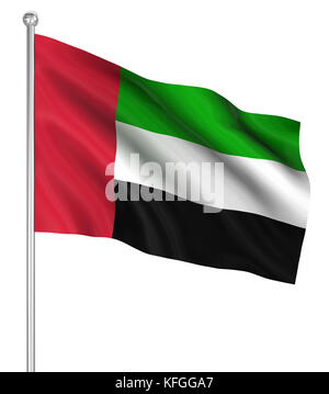 Flagge Vereinigte Arabische Emirate, computer generated Image. 3D-Render. Stockfoto