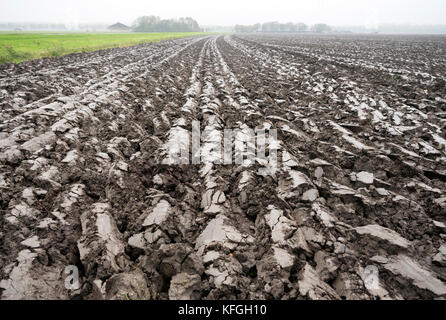 Frisch gepflügten Land in den Niederlanden Stockfoto