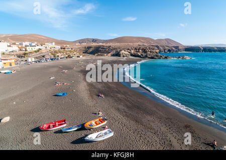 Blick auf das Fischerdorf Ajuy, Fuerteventura, Kanarische Inseln, Spanien Stockfoto