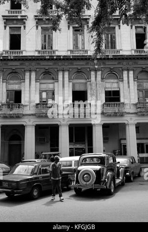 Schwarzweiß-Schnappschüsse von La Havana, Cub Stockfoto