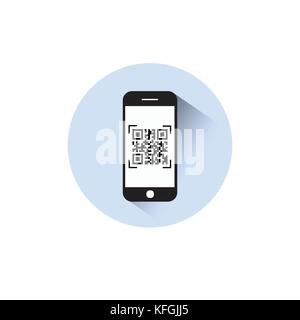 Smart Phone scannen QR-Code Symbol Barcode scannen mit Telefon Stock Vektor