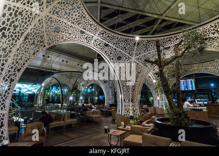 Innenraum der türkische Premier airline Lounge. Flughafen Istanbul, Türkei. Stockfoto