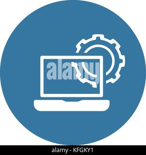Computer Engineering Symbol. Gang und Laptop. Entwicklung Symbol. Stock Vektor
