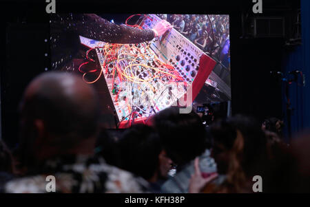 Suzanne ciani auf Bildschirme bei Sonar erweiterte Musik- und Kunstfestival in Barcelona Stockfoto