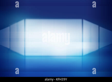 Mehrere weiß leuchtenden Bildschirm auf blauem Hintergrund, futuristische Technologie Hintergrund. 3D-Illustration, 3D-Rendering Stockfoto