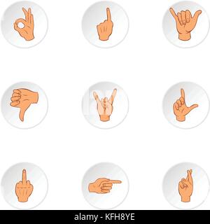 Hand Symbole, Cartoon Stil Stock Vektor