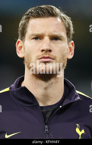 Madrid, Spanien. Oktober 2017. Jan Vertonghen (Tottenham) Fußball/Fußball : UEFA Champions League am 3. März Spiel der Gruppe H zwischen Real Madrid CF 3-0 Tottenham Hotspur FC im Santiago Bernabeu Stadion in Madrid, Spanien . Quelle: Mutsu Kawamori/AFLO/Alamy Live News Stockfoto