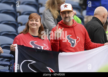 Oktober 29, 2017 - Seattle, Washington, USA - Texan Fans während der pregame als die Houston Texans besuchen Sie die Seattle Seahawks für ein NFL Spiel im Century Link Feld in Seattle, WA. (Bild: © Jeff Halstead über ZUMA Draht) Stockfoto